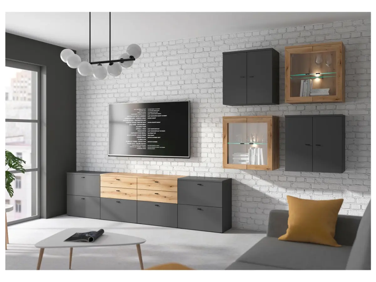 Vitrina System 64 con 2 puertas roble coast evoke