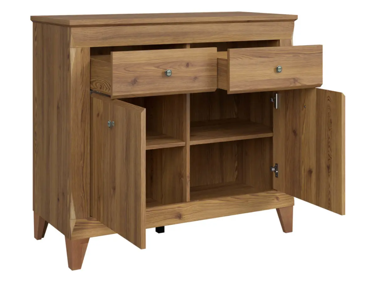 Cómoda Bergen 110 cm con 2 puertas y 2 cajones alerce sibiu dorado
