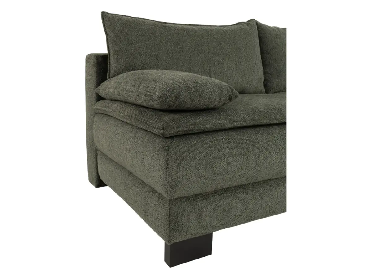 Sofá de tres plazas Lindon convertible con arcón chenilla verde