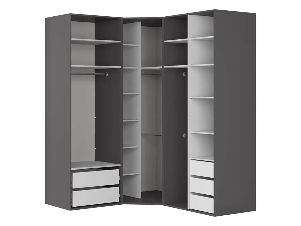 Armario modular Flex 178 x 203 cm esquinero con puertas grafito