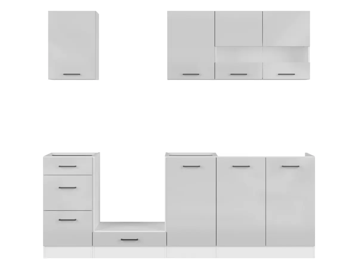 Кухонний комплект Junona Line 220 см світло-сірий глянець