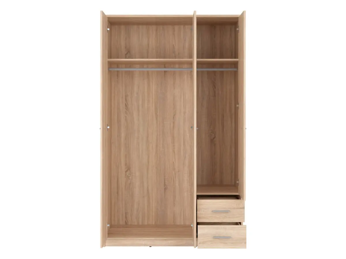 Armario de tres puertas Nepo Plus 118 cm con cajones roble sonoma