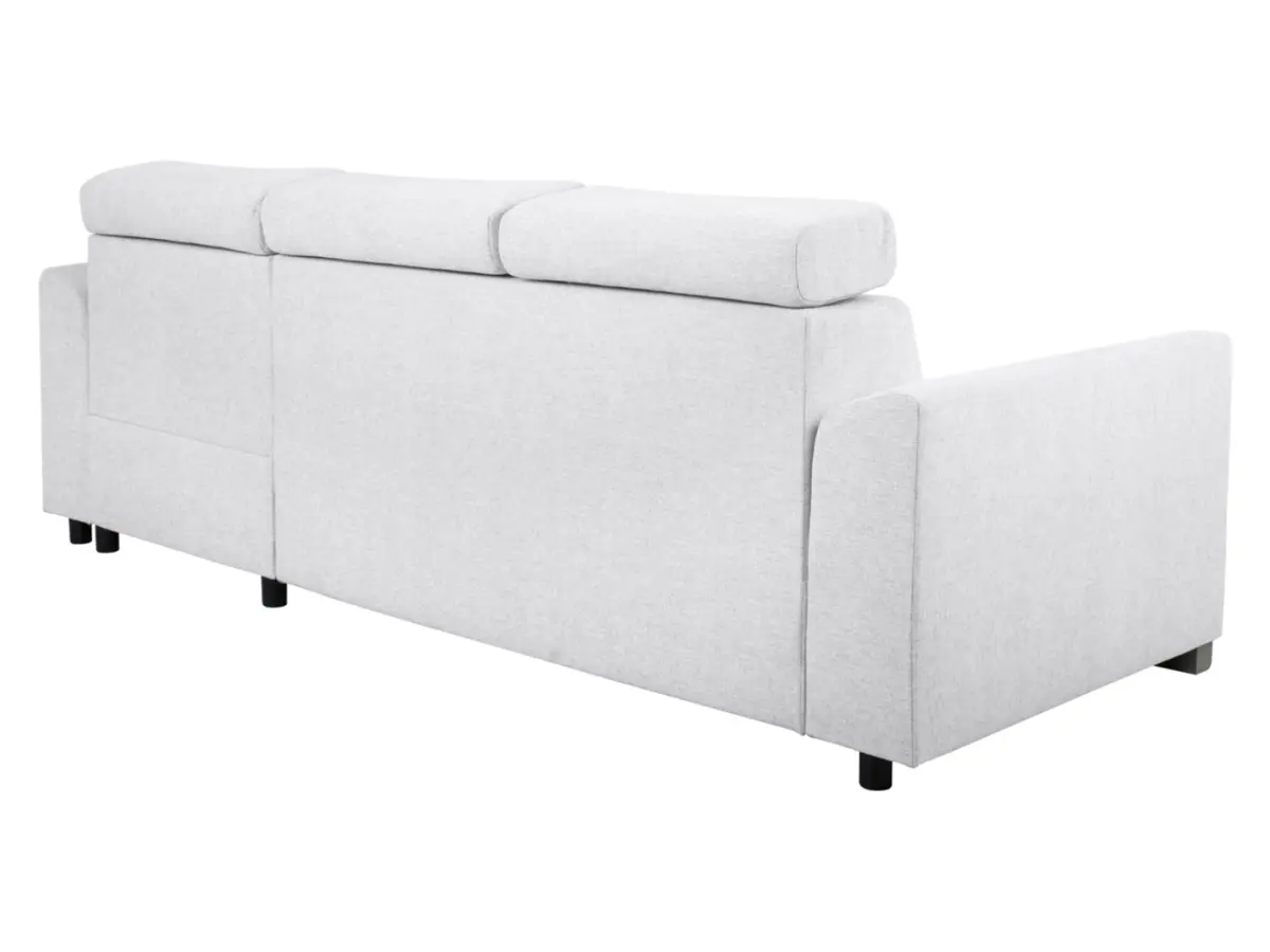 Sofá rinconera universal Evia con función de cama, arcón y reposacabezas ajustables gris claro