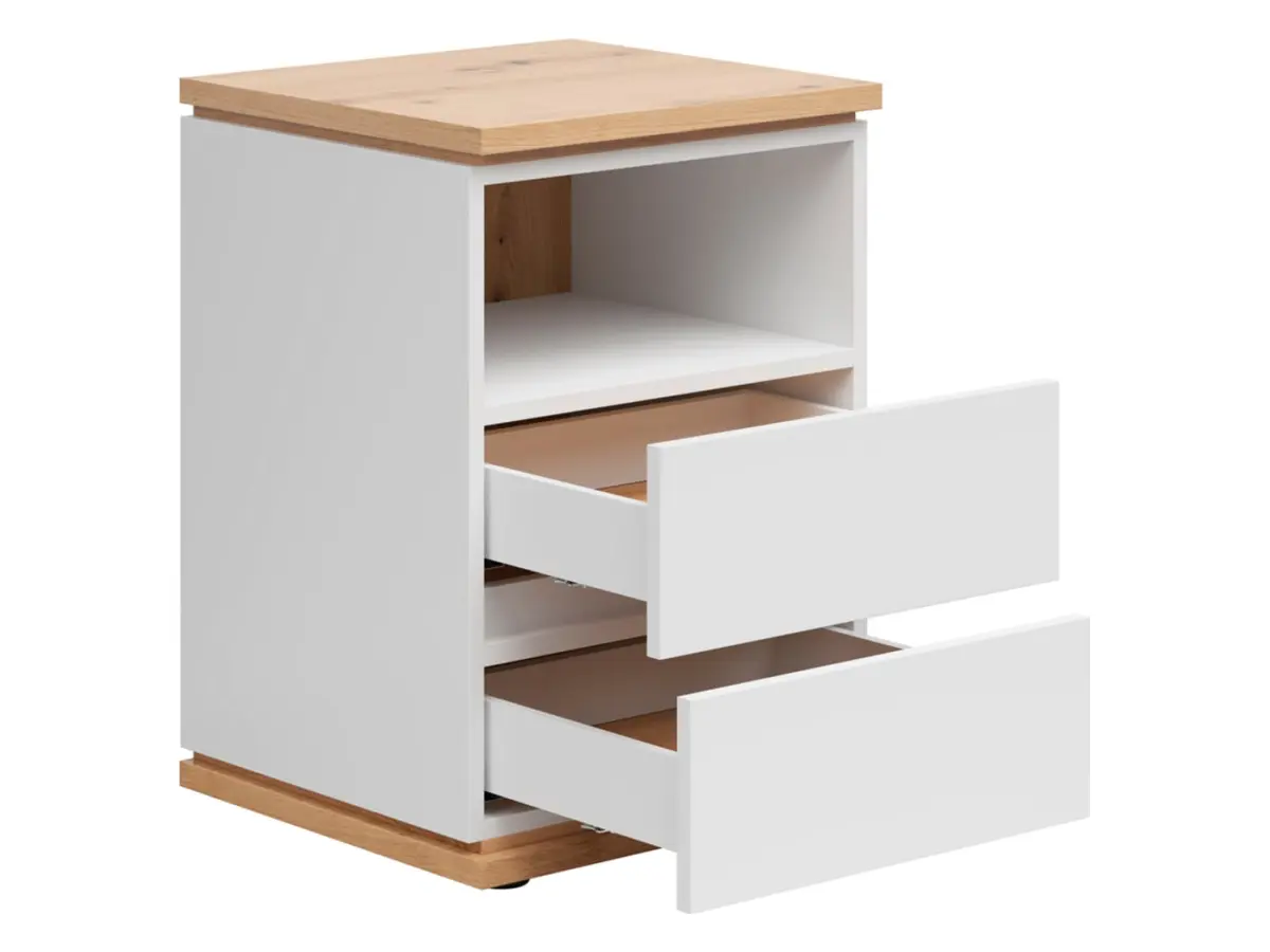 Mesita de noche Yamael 45 cm con cajones blanca