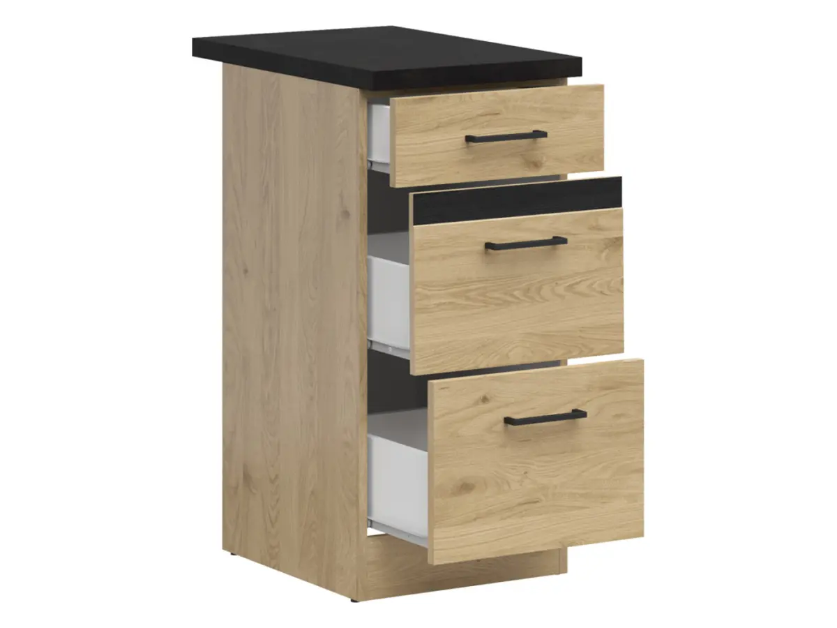 Armario de cocina inferior Junona Line 40 cm con cajones roble bernstein con encimera