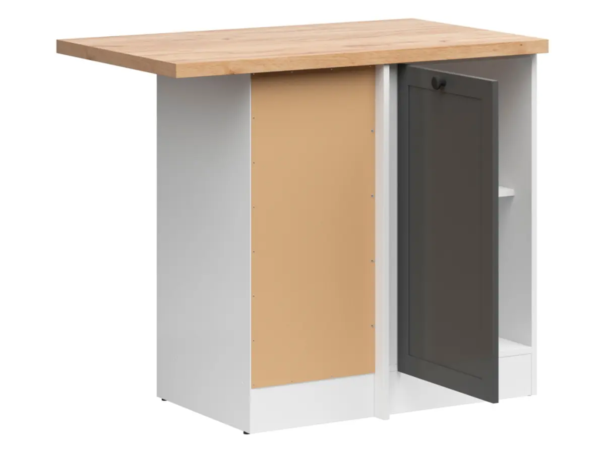 Armario de cocina inferior de esquina Junona Line izquierdo grafito con encimera ocupa el rincón 100x60 cm