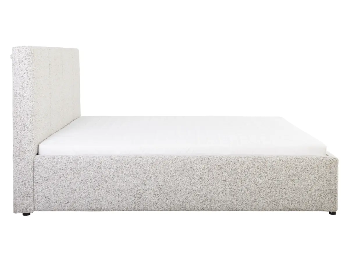 Cama tapizada Tripo 160x200 con somier y arcón beige