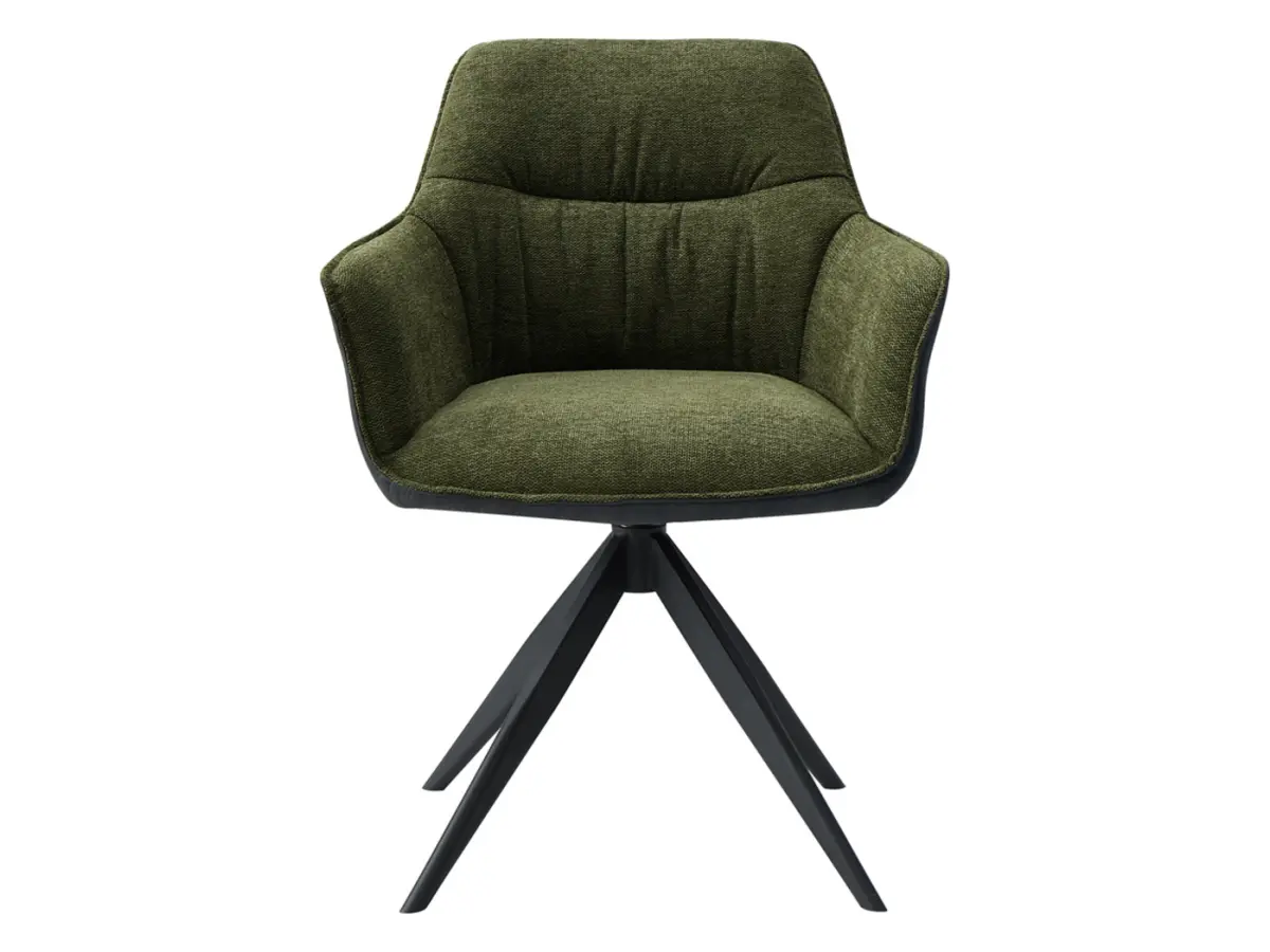 Silla tapizada Akita giratoria verde-negro