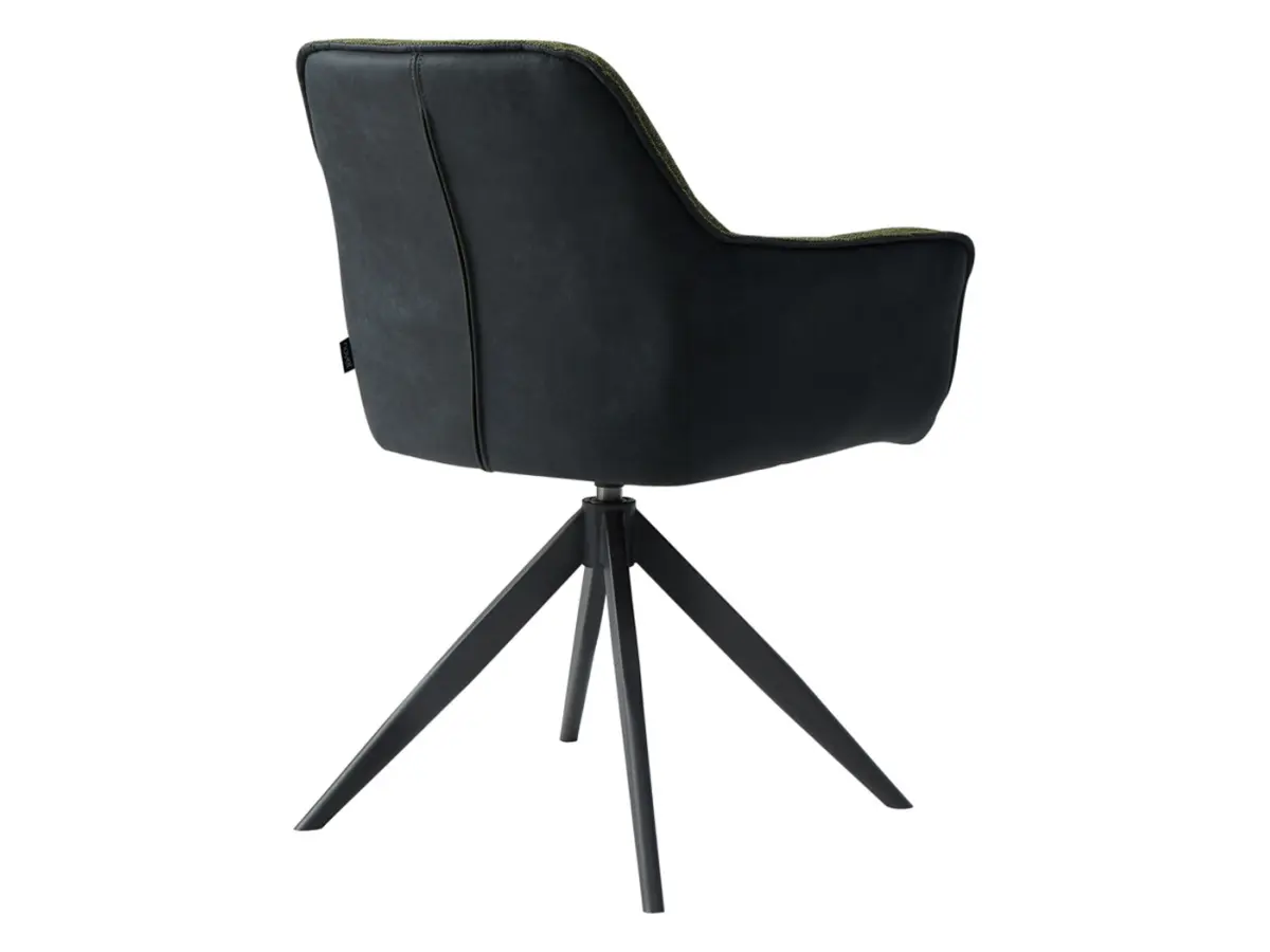 Silla tapizada Akita giratoria verde-negro