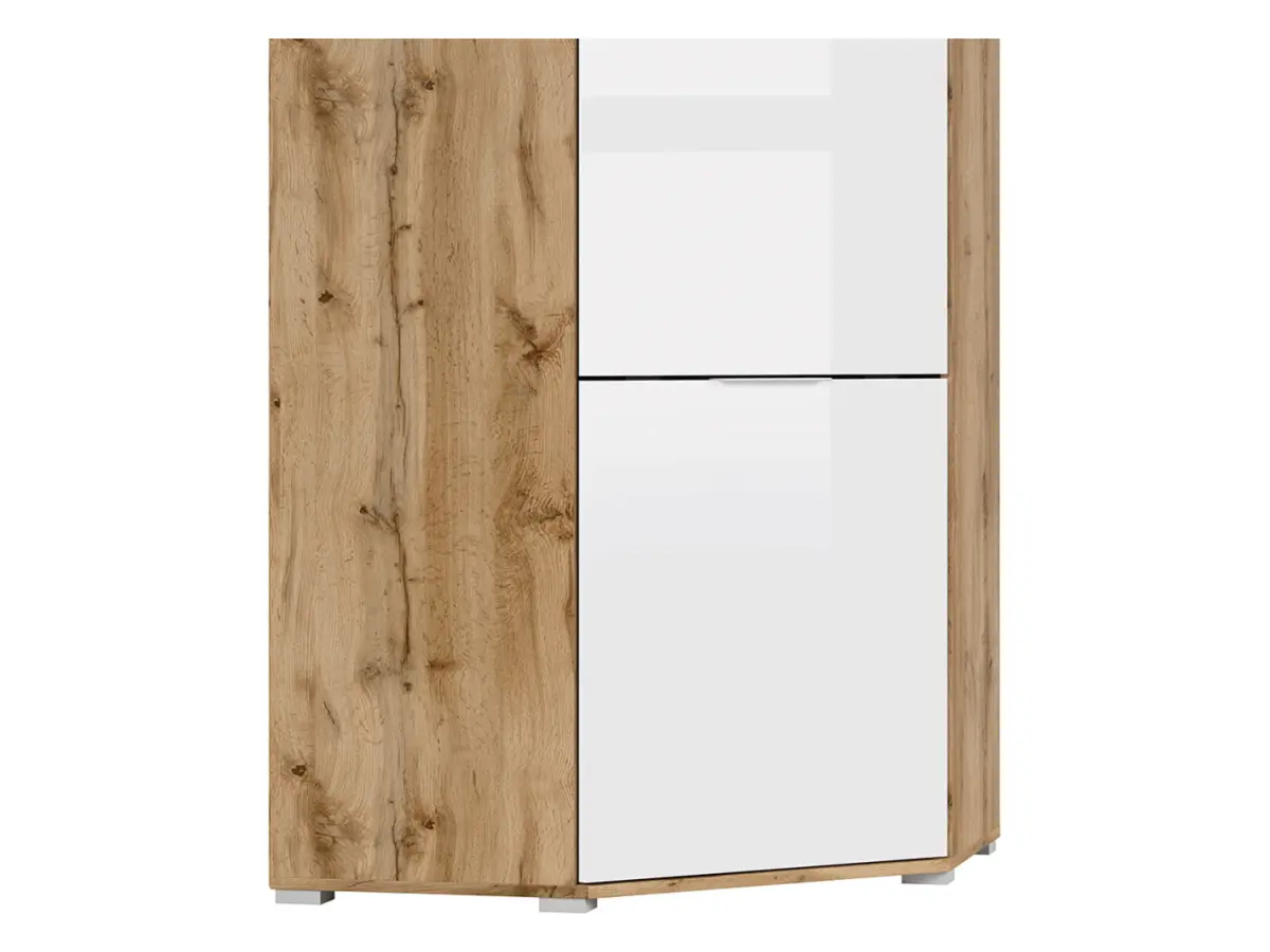 Armario de esquina Zele 78x78 cm roble wotan/blanco brillo