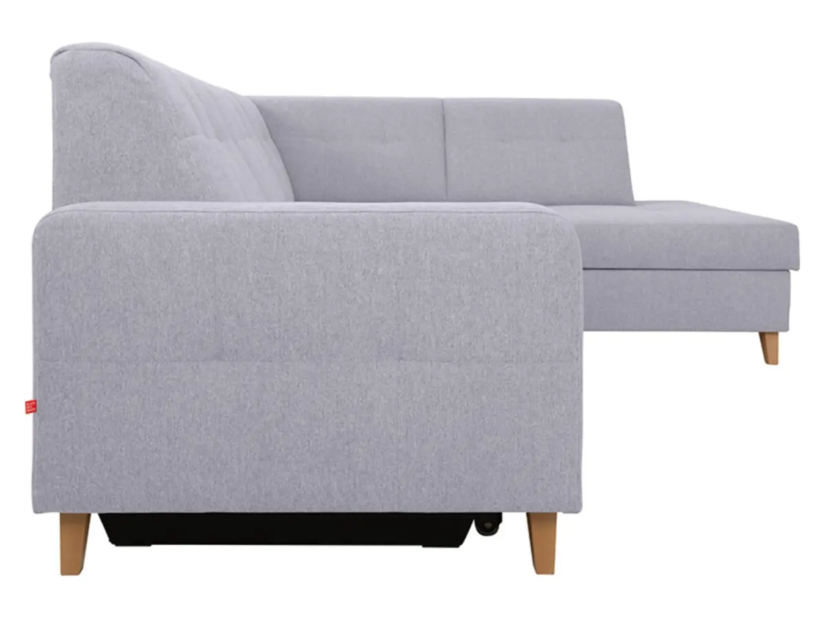 Sofá rinconera derecho Lars con función cama y arcón gris