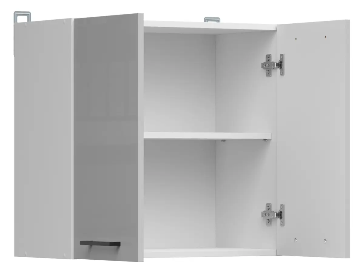 Armario de cocina superior Junona Line 60 cm de dos puertas gris claro brillo