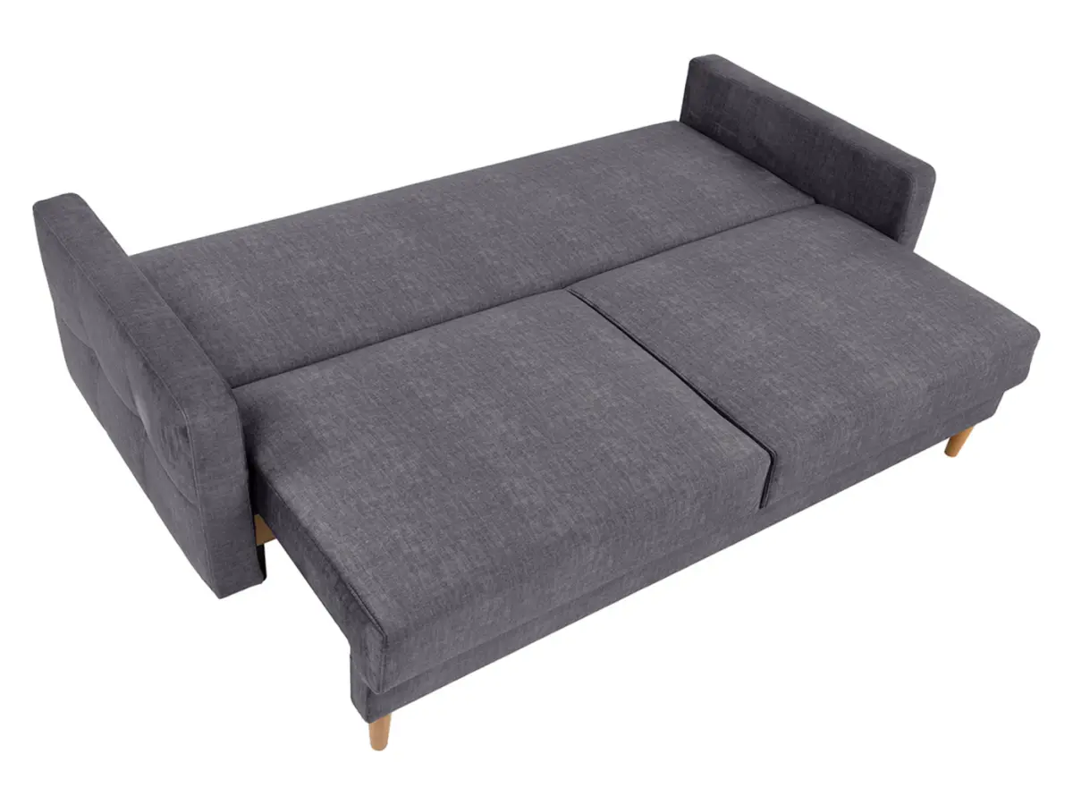 Sofá de tres plazas Torent convertible de terciopelo gris