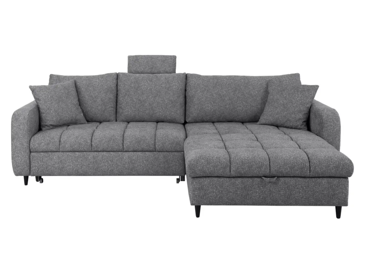 Sofá rinconera universal Twist New desplegable con arcón gris