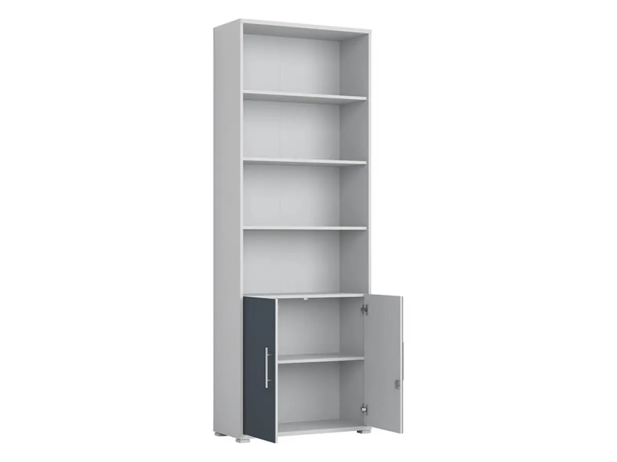 Estantería Office Lux 79 cm con 2 puertas y 4 estantes gris claro