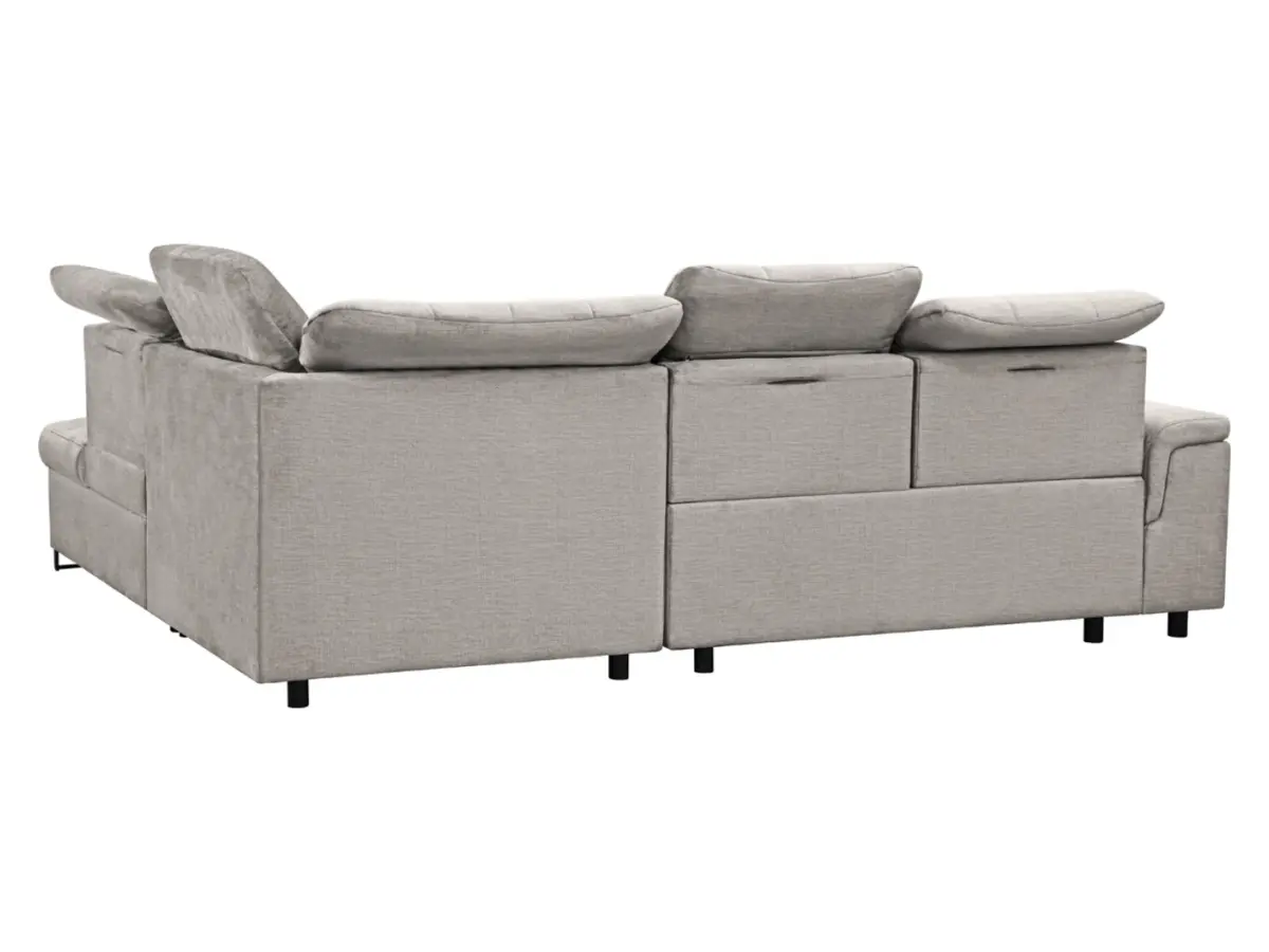 Sofá rinconera derecha Aragon convertible con reposacabezas y asiento regulables beige