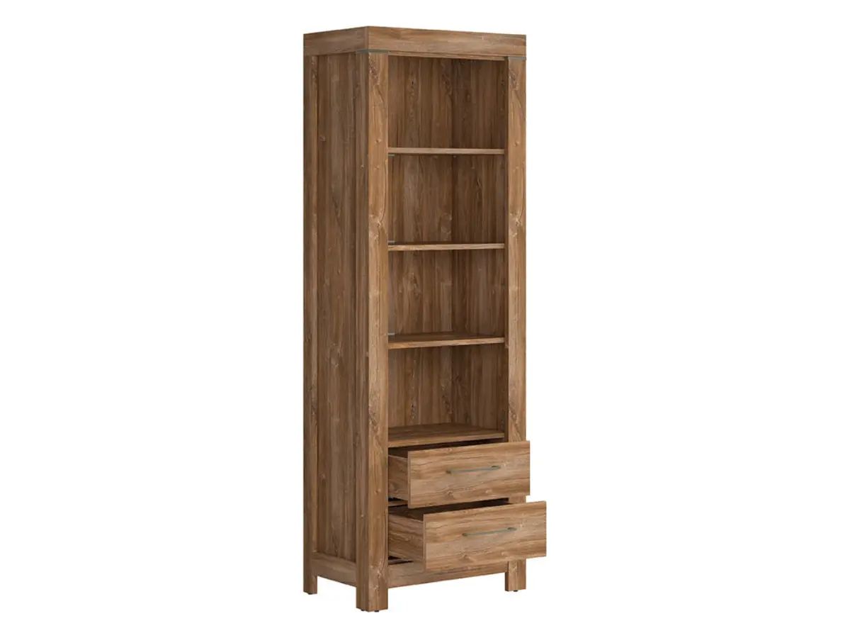 Estantería Gent 68 cm con 2 cajones y 4 estantes roble stirling