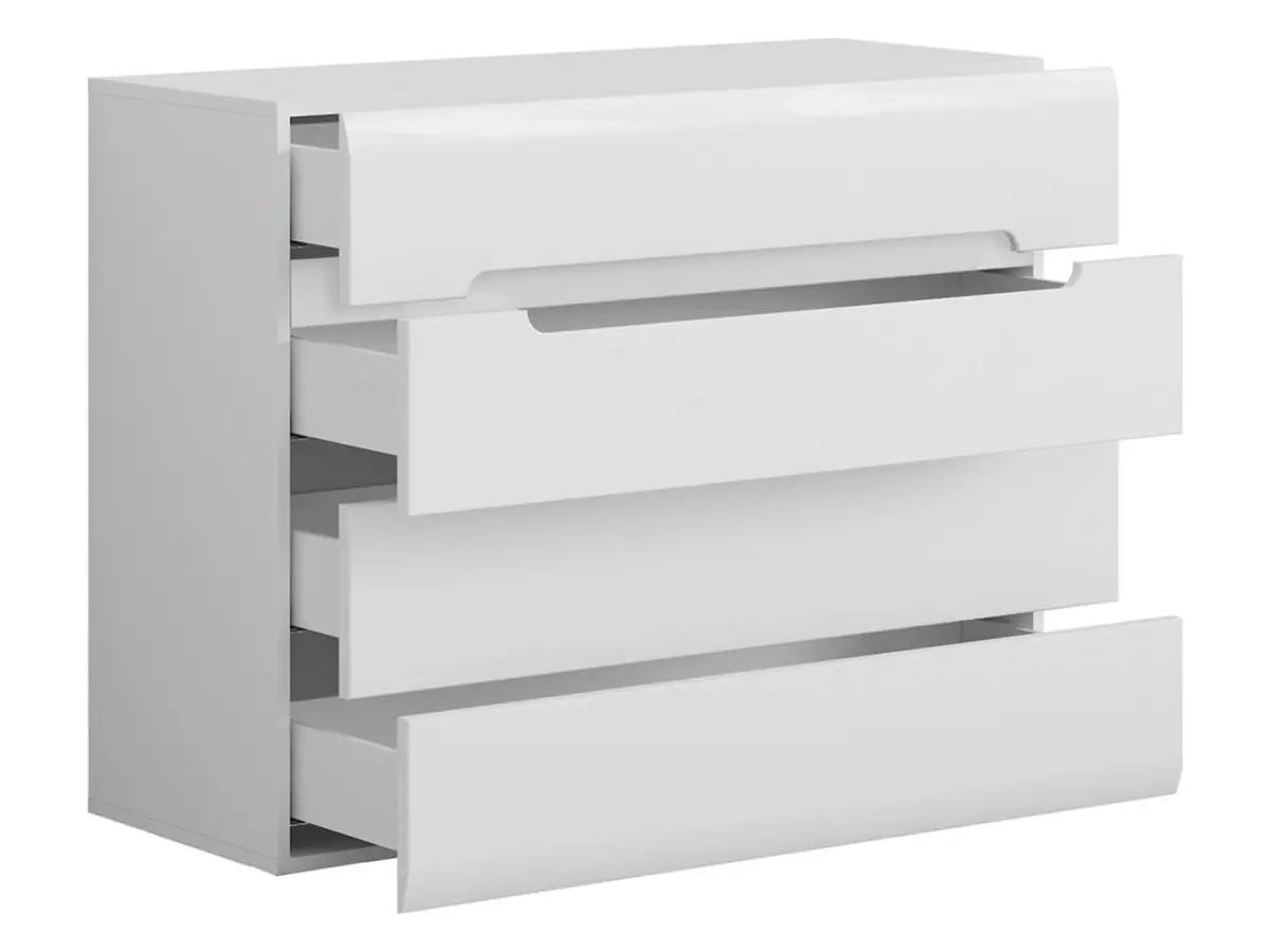 Cómoda Azteca Trio 105 cm con 4 cajones blanco brillo