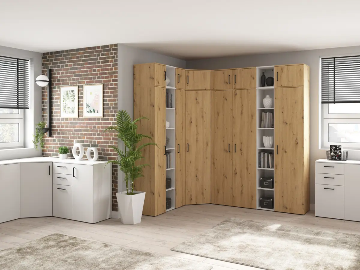 Shelving unit MultiDo 80 cm with 2 doors light atelier