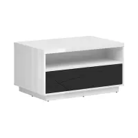 Mesa de centro Forn 90x60 con cajón blanco brillo/negro mate