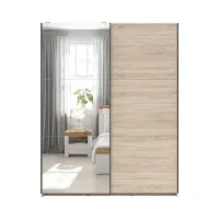 Armario de puertas correderas Tetrix 153 cm con espejo roble sonoma