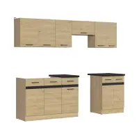 Conjunto de cocina Junona Line 240 cm roble bernstein con encimera