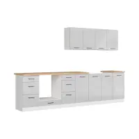 Кухонный гарнитур Junona Line 300 см светло-серый глянец со столешницей