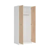 Armario de dos puertas Nepo Plus 80 cm blanco/roble sonoma