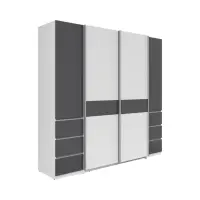 Armario de puertas correderas Fabio 215 cm con cajones blanco/grafito