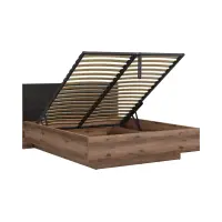 Cama Forn 160x200 con somier y contenedor roble delano oscuro/negro