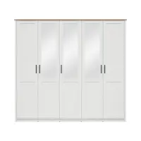 Пятидверный шкаф Loksa с 5 дверцами и зеркалом сосна андерсен белая