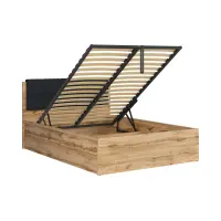 Cama Tetrix 140x200 con somier y contenedor roble wotan