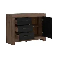 Cómoda Balin 112 cm con puertas y 3 cajones roble monastery/roble negro