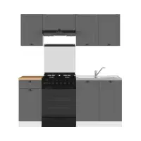 Conjunto de cocina Junona Line 180 cm grafito con encimera
