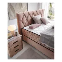 Континентальне ліжко Reve 140x200 з нішею рожеве