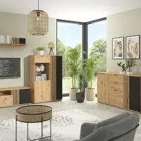 Vitrina Vabres 90 cm con 3 puertas roble artisan lama