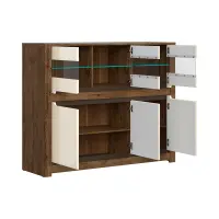 Vitrina Ruso 149 cm con 6 puertas roble april/brillo perlado