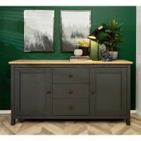 Cómoda Hesen 186 cm con 2 puertas y 3 cajones grafito/roble artisan