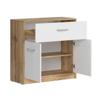 Cómoda Matos 80 cm con 2 puertas y un cajón roble wotan/blanco