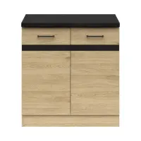 Mueble bajo de cocina Junona Line 80 cm de dos puertas roble bernstein con encimera