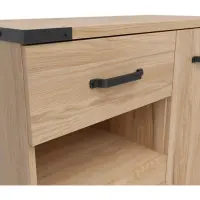 Cómoda Lara 90 cm con puertas 3 cajones y estante fresno belarus