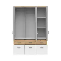 Armario de tres puertas Brando-3 136 cm con cajones roble artisan/blanco