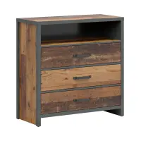 Cómoda Weston 90 cm con 3 cajones y estante pino old style