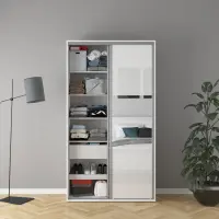 Armario de puertas correderas Flex 120 cm con espejo blanco brillo
