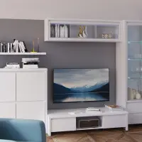 Vitrina colgante Kaspian 144 cm con puertas blanca