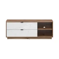 Mueble TV Forn 156 cm con 2 cajones y un estante roble delano oscuro/blanco brillo
