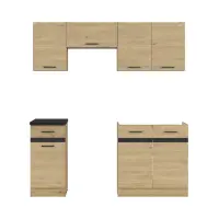 Conjunto de cocina Junona Line 180 cm roble bernstein con encimera