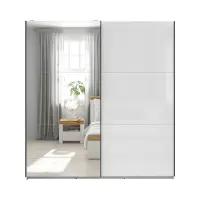 Armario de puertas correderas Tetrix 183 cm con espejo blanco brillo