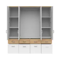 Armario de cuatro puertas Brando-4 181 cm con cajones roble artisan/blanco