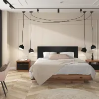 Armario de tres puertas Forn 180 cm roble delano oscuro/negro mate